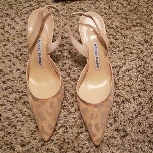 Nude cream leopard print manolo blahnik